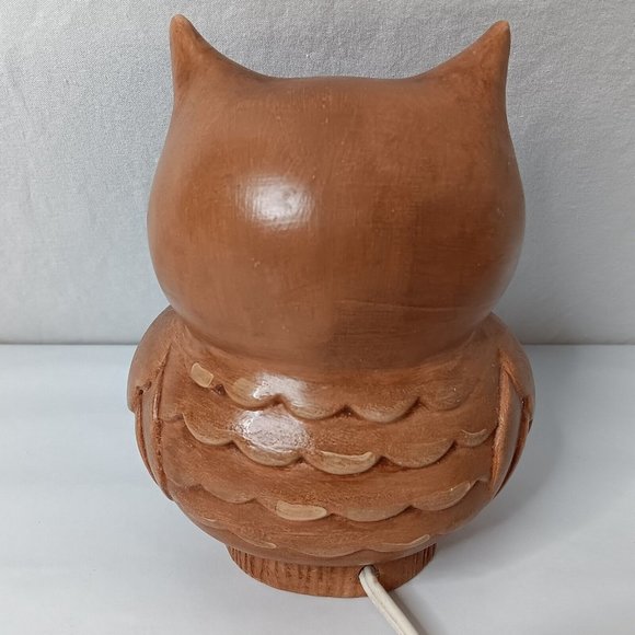 Vintage Handmade Ceramic Owl Light Hobbyist Hand Painted Electric Bird Lamp - Picture 4 of 16